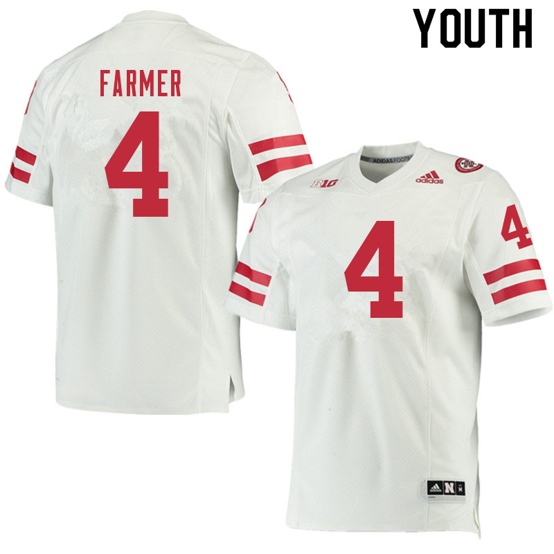 Youth #4 Myles Farmer Nebraska Cornhuskers College Football Jerseys Sale-White